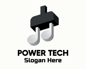 Music Store - Plug Musical Note logo design