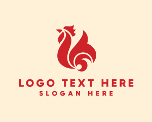 Fried Chicken - Tribal Chicken Rooster logo design
