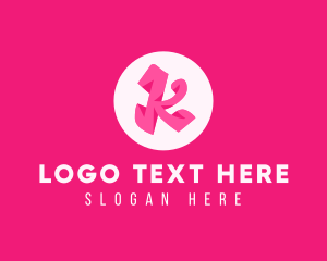 Round - Pink Funky Letter K logo design