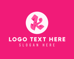 Girly - Pink Funky Letter K logo design