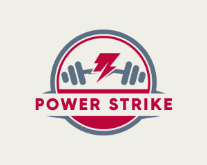 Strong Thunderbolt Dumbell Gym logo design