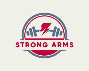 Strong Thunderbolt Dumbell Gym logo design