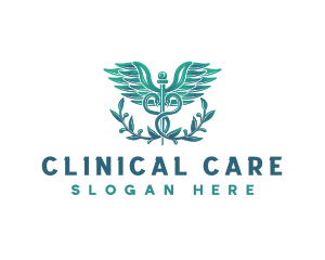 Health Caduceus Wreath logo design