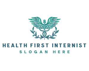 Health Caduceus Wreath logo design