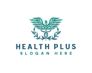 Health Caduceus Wreath logo design