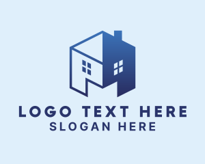 Property Developer - Blue House Letter M logo design