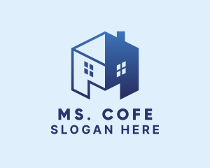 Blue House Letter M  logo design