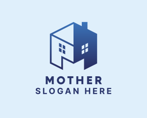 Housing - Blue House Letter M logo design