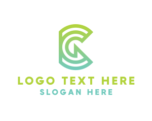 Recycle - Green Tech Letter G Outline logo design