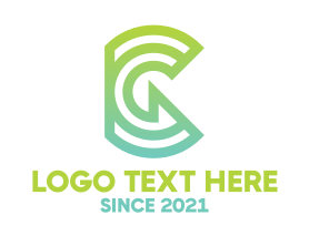 Hybrid - Green Tech G Outline logo design