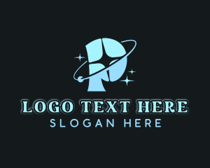 Retro Cosmic Orbit Letter P logo design