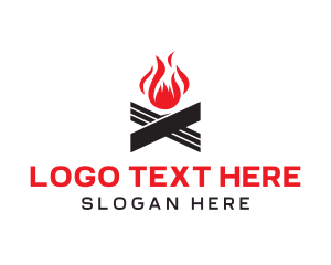 Storytelling - Bonfire Campfire Letter X logo design