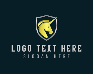 Horse - Unicorn Shield Security logo design