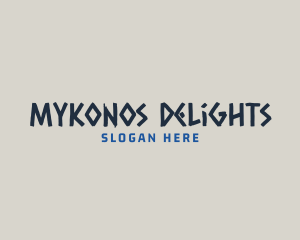 Mykonos - Greek Text History logo design