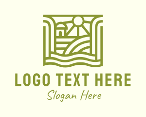 Vegetarian - Green Organic Farm Village logo design