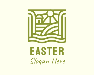 Vegan - Green Organic Farm Village logo design