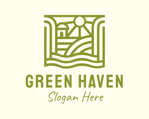 Village - Green Organic Farm Village logo design