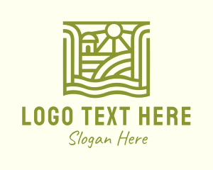 Town - Green Organic Farm Village logo design