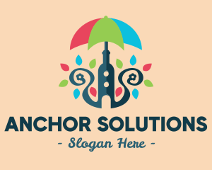 Anchor Wine Bottle Umbrella logo design