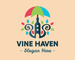 Anchor Wine Bottle Umbrella logo design