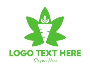 Weed - Green Cannabis Carrot logo design