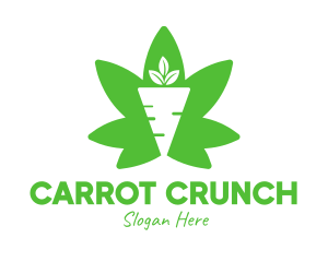 Carrot - Green Cannabis Carrot logo design