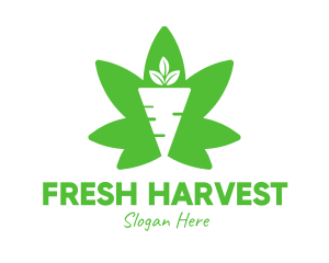 Veggie - Green Cannabis Carrot logo design