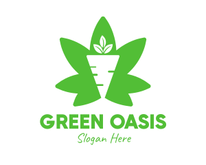 Green Cannabis Carrot logo design