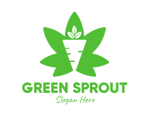 Green Cannabis Carrot logo design