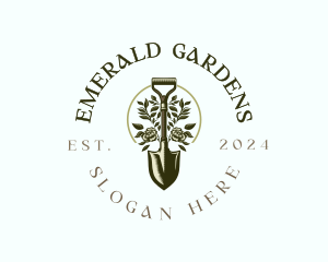 Floral Garden Shovel logo design