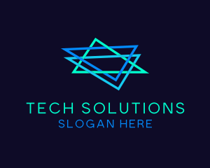 Cyber Security - Gaming Neon Triangle Star logo design