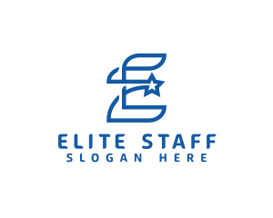 Blue E Star logo design