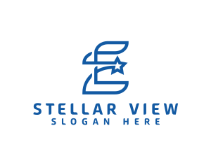 Stargazing - Blue E Star logo design