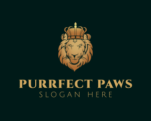 Luxury Feline Lion Crown logo design