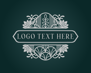 Frame Ornament - Lotus Floral Art Deco logo design