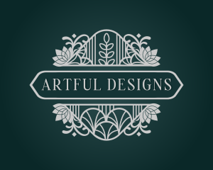 Lotus Floral Art Deco logo design