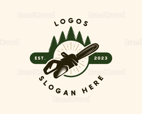 Lumberjack Chainsaw Trees Logo