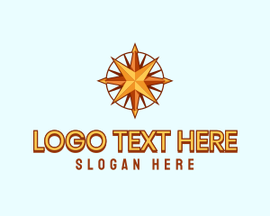 Direction - Golden Star Compass logo design