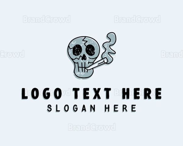 Cartoon Smoking Skull Logo