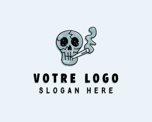 Cartoon Smoking Skull  Logo