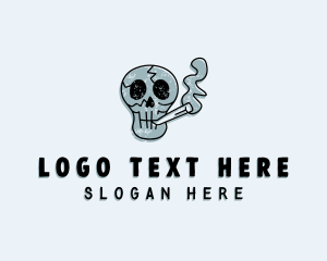 Tobacco - Cartoon Smoking Skull logo design