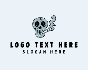 Cartoon Smoking Skull  Logo