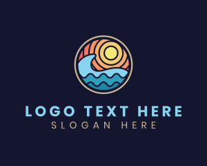Surfing - Sun Wave Resort Vacation logo design