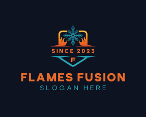 Flame Heat Snowflake logo design