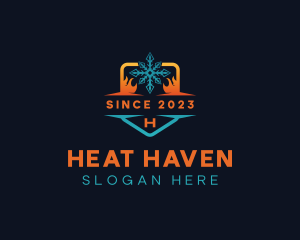 Flame Heat Snowflake logo design