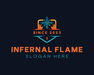 Flame Heat Snowflake logo design