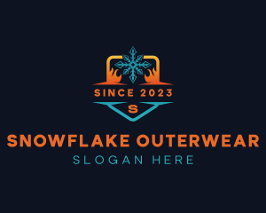 Flame Heat Snowflake logo design