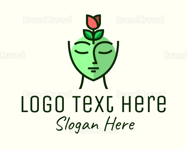 Green Rose Woman Logo