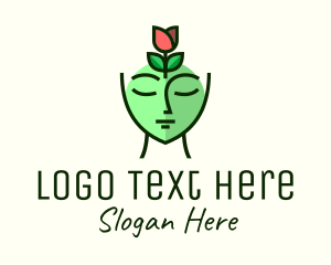 Beauty Clinic - Green Rose Woman logo design