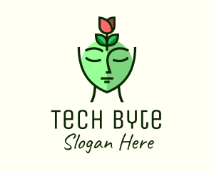 Green Rose Woman Logo